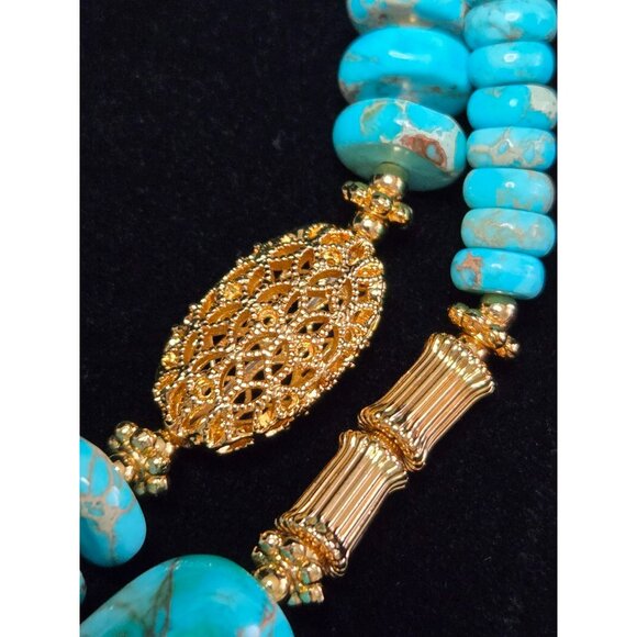 Stauer Howlite Double-Strand Goldtone Beaded Necklace - Picture 2 of 6